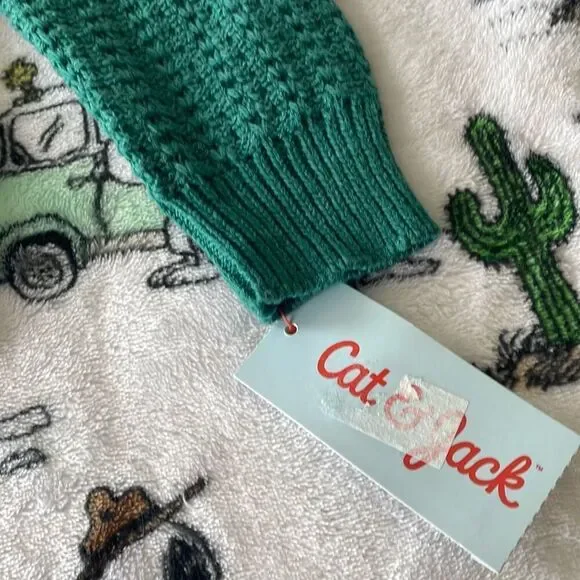 Cat & jack long sleeve green knit cardigan button down v neck sweater size 4T - Picture 4 of 9